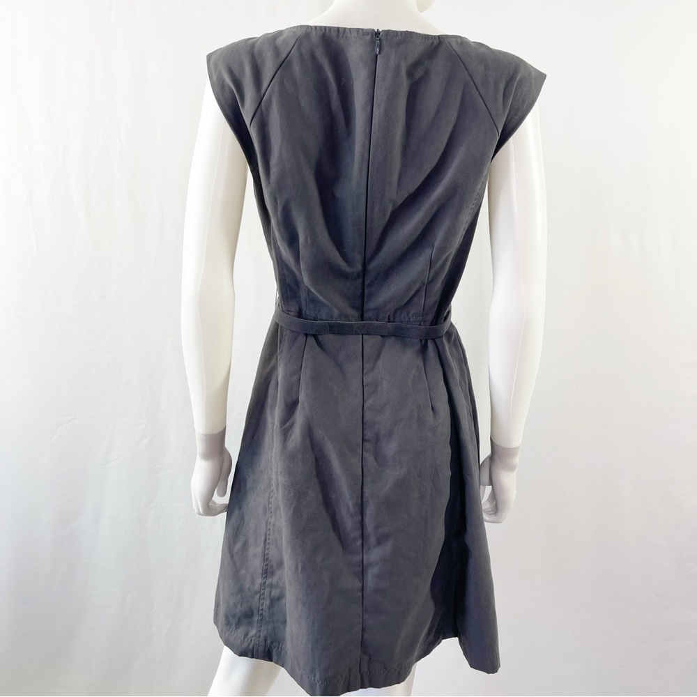 Nanette Lepore Gray Faux Suede Sleeveless Belted A-Line Dress Size 8 - Picture 9 of 12